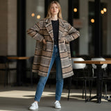 Røskva™ — Oversized ternet uldfrakke