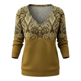 Amelia™ — Elegant Bluse med V-udskæring og Lange Ærmer