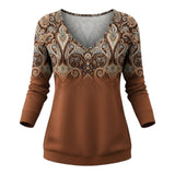 Amelia™ — Elegant Bluse med V-udskæring og Lange Ærmer