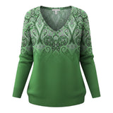 Amelia™ — Elegant Bluse med V-udskæring og Lange Ærmer