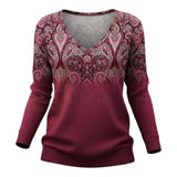 Amelia™ — Elegant Bluse med V-udskæring og Lange Ærmer