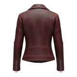 Ravéne™ – Burgundy Leather Bikerjakke