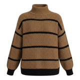Brúnia™ – Cocoa Stripe Knit Pullover
