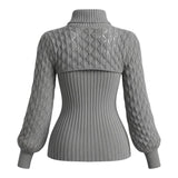 Silvéa™ – Grey Cut-Out Knit Bluse