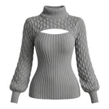 Silvéa™ – Grey Cut-Out Knit Bluse