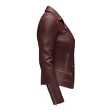Ravéne™ – Burgundy Leather Bikerjakke