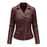Ravéne™ – Burgundy Leather Bikerjakke