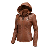 Carména™ – Cognac Hooded Leatherjakke